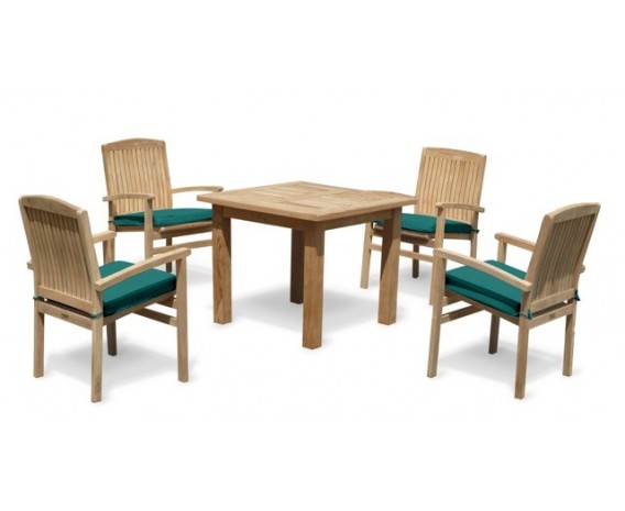 Gladstone 4 Seater Square 90cm Table with Cannes Stacking Armchairs