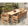 Gladstone Teak Rectangular 1.8m Table with Benches and Armchairs