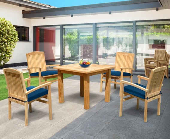 Gladstone 4 Seater Square 90cm Table with Cannes Stacking Armchairs