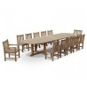 Winchester 13 Piece Large Teak Garden Dining Set with Oval Table