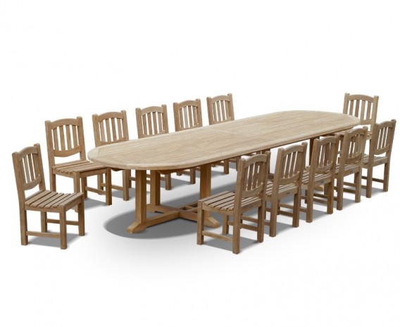 Winchester 12 Seater Teak 4m Oval Table and Chairs Set