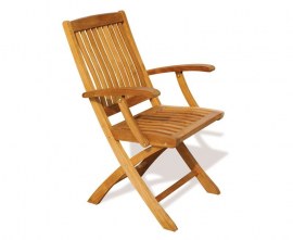 Cannes Teak Outdoor Folding Chair with Arms
