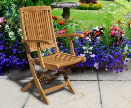 Rimini Teak Folding Dining Set with Square 0.7m Table & 2 Armchairs