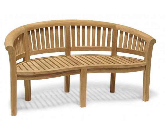 Apollo Teak Conversation Set with Banana Bench and Armchairs