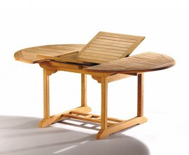 Extending Teak Table with 6 Folding Chairs