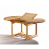 Extending Teak Table with 6 Folding Chairs