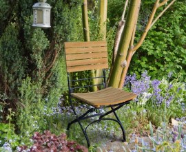 Teak Folding Bistro Round 1.2m Table & 6 Side Chairs