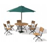 Teak Folding Bistro Round 1.2m Table & 6 Side Chairs