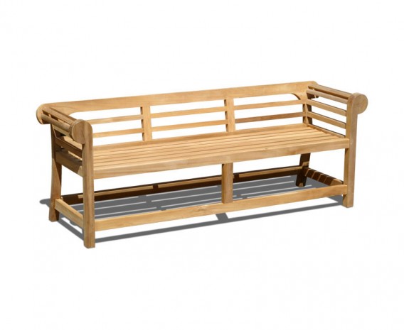 Teak Low Back Lutyens-Style Outdoor Bench - 1.95m