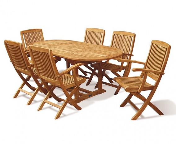 Oxburgh Curzon Single Leaf Extending Table & 6 Palma Folding Armchairs