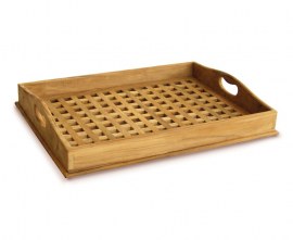 Teak Outdoor Serving Tray - Crossed Slats