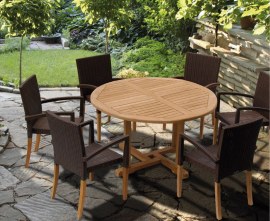 Sissinghurst 6 Seater Round 1.3m Dining Set with St. Moritz Chairs