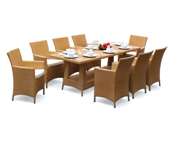 Verona 8 Seater Rattan Dining Set with 2.2m Rectangular Table