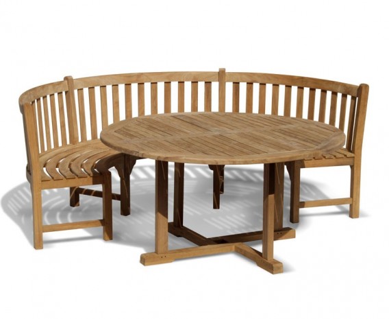 Sissinghurst 4 Seater Round 1.2m Dining Set with Marlow Bench