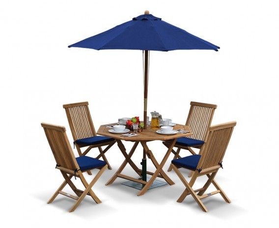 Lymington Octagonal 1.2m Folding Dining Set and 4 Newhaven Side Chairs