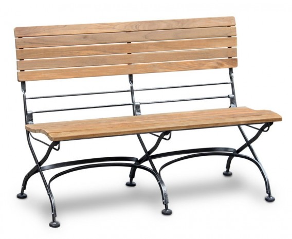 Café Teak Folding Bistro Bench - Black