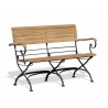 Café Teak Folding Bistro Bench with Arms - Black