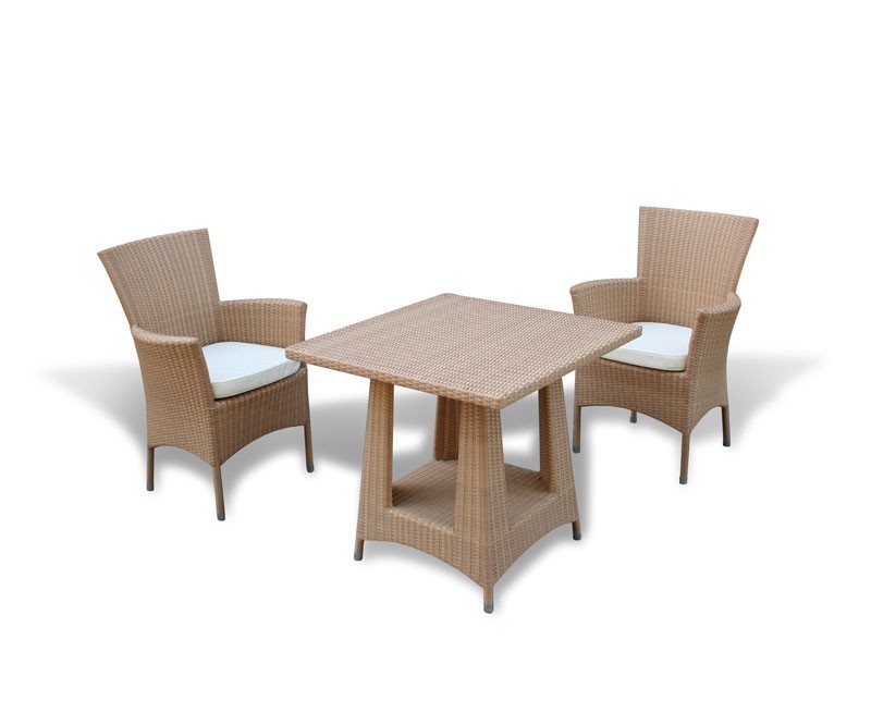 Verona 2 Seater Rattan Dining Set with 80cm Table - Flat Weave