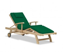 Luxury Teak Reclining Sun Lounger with Arms and Cushion