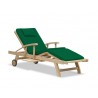 Luxury Teak Reclining Sun Lounger with Arms and Cushion