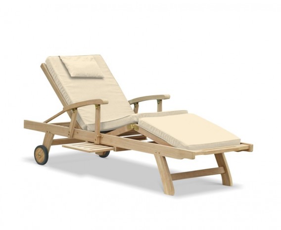 Luxury Teak Reclining Sun Lounger with Arms and Cushion