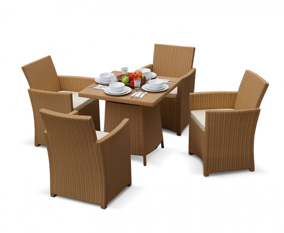 Eclipse Rattan Patio Dining Set with Square 0.8m Table & 4 Armchairs