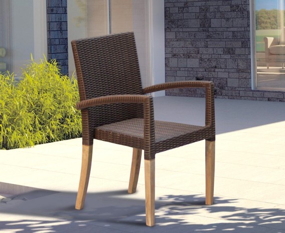 St. Moritz Teak and Rattan Stacking Chair