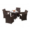 Eclipse Rattan Patio Dining Set with Square 0.8m Table & 4 Armchairs