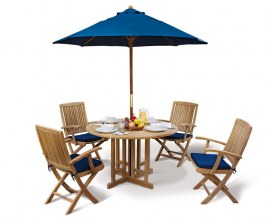 Berwick 1.2m Round Gateleg Table and 4 Palma Folding Armchairs Set