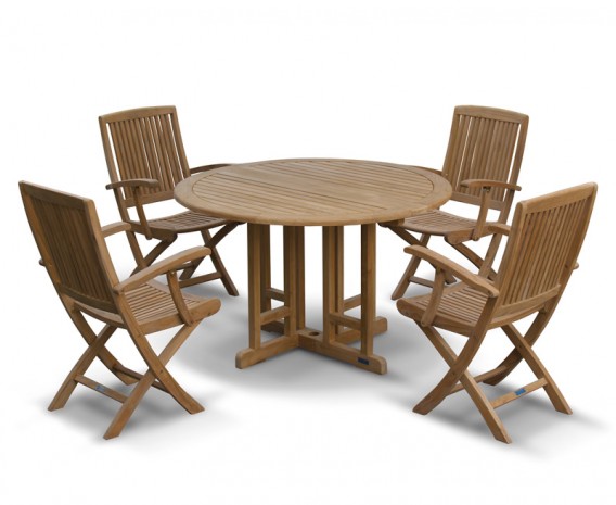 Berwick 1.2m Round Gateleg Table and 4 Palma Folding Armchairs Set