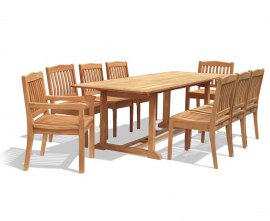 Winchester 8 Seater Teak 1.8m Rectangular Table with Armchairs and Side Chairs