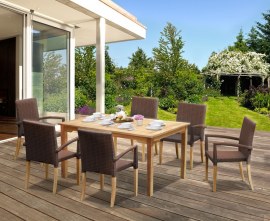 Hampton 6 Seater Rectangular 1.5m Dining Set with St. Moritz Armchairs