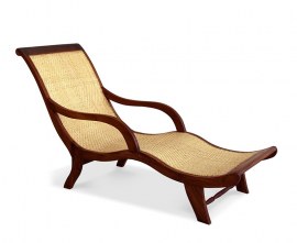 Monte Carlo Chaise Lounge, Reclaimed teak and natural rattan