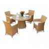 Azure Rattan Round Glass-Top 1.2m Table & Verona Armchairs