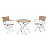 Café 2 Seater Round 80cm Table and Armchairs Set - Satin White