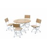 Café 4 Seater Round 1.3m Table and Side Chairs Set - Satin White