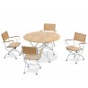 Café 4 Seater Round 1.3m Table and Armchairs Set - Satin White