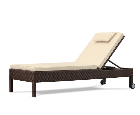 Rio Rattan Reclining Garden Sun Lounger with Wheels