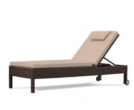 Rio Rattan Reclining Garden Sun Lounger with Wheels