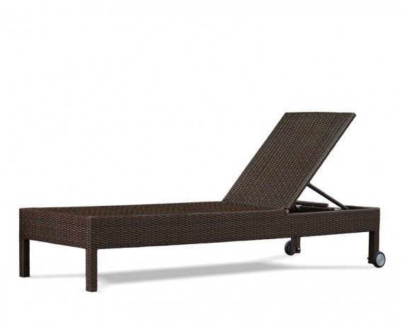 Rio Rattan Reclining Garden Sun Lounger with Wheels