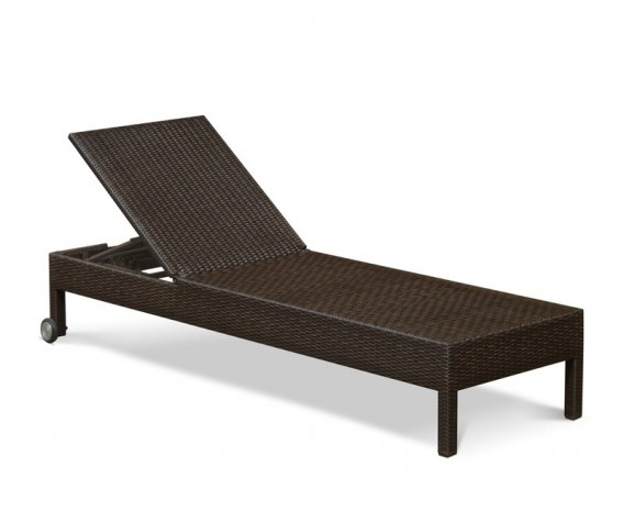 Rio Rattan Reclining Garden Sun Lounger with Wheels