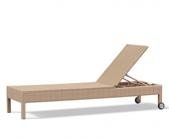 Rio Rattan Reclining Garden Sun Lounger with Wheels