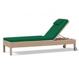 Rio Rattan Reclining Garden Sun Lounger with Wheels