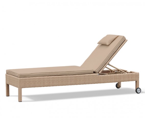 Rio Rattan Reclining Garden Sun Lounger with Wheels