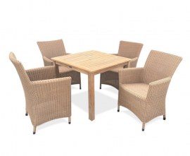 Verona 4 Seater Rattan and Teak Garden Dining Set