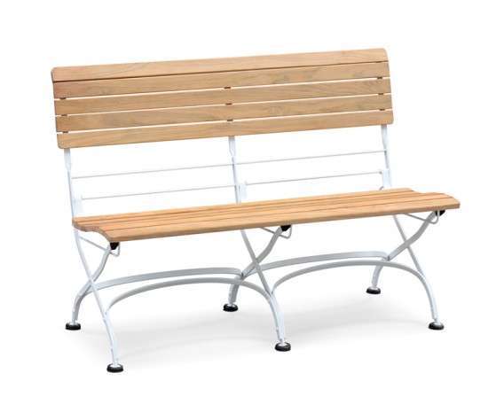 Café Teak Folding Bistro Bench - White