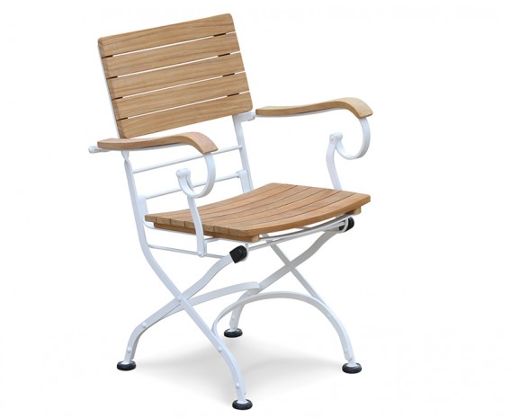 Café Folding Garden Bistro Armchair - White