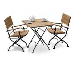 Café 2 Seater Square 80cm Table and Armchairs Set - Black