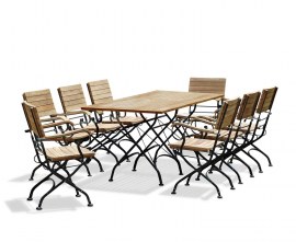 Café 8 Seater Rectangular 1.8m Table and Armchairs Set - Black