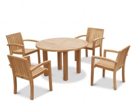 Orion 4 Seater Round 1.2m Garden Table and Antibes Stacking Chairs